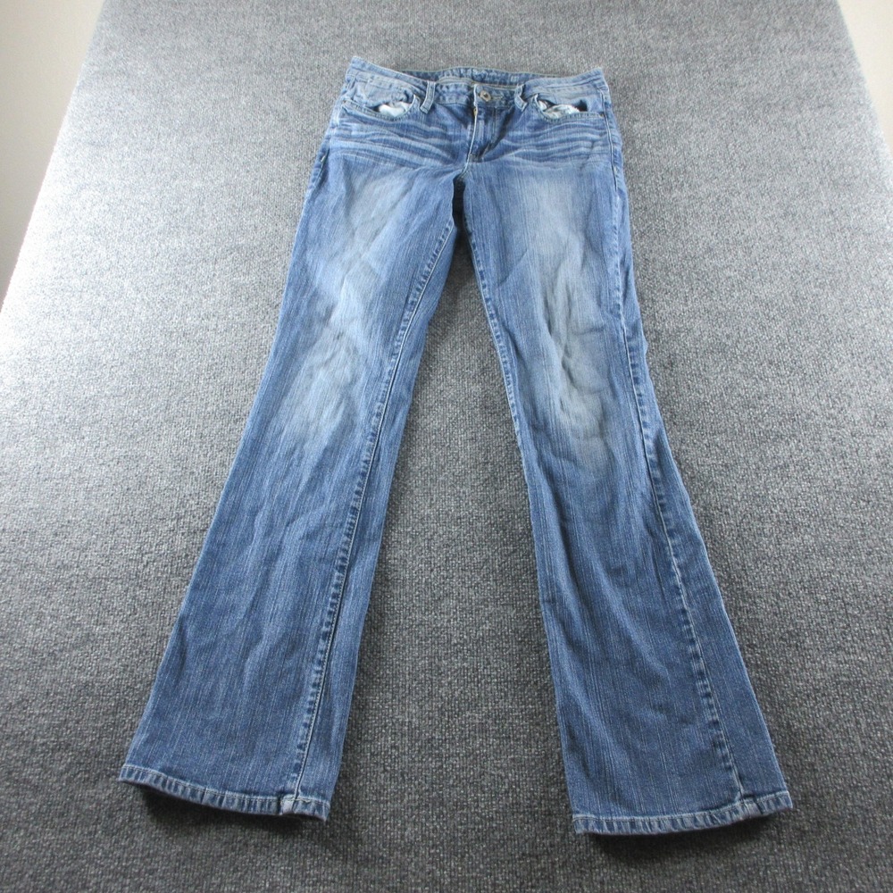 Guess Jeans Womens 31 Blue Medium Wash Bootcut Stretch Denim Embroidered